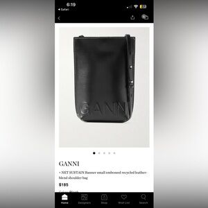GANNI banner small embossed recycled leather blend shoulder bag